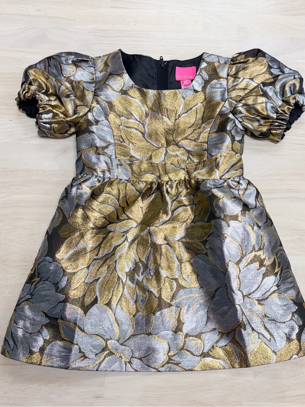 Lilly Pulitzer gold silver jacquard dress